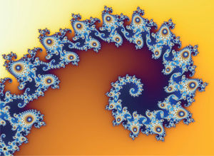 Fractal: objeto geométrico cuya estructura básica se repite a diferentes escalas. Imagen de dominio público obtenida de Wikipedia. Disponible en: http://en.wikipedia.org/wiki/Image:Mandelpart2.jpg