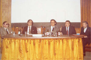 Fotografía de una de las reuniones del segundo período de la directiva que presidí; de izquierda a derecha: Juan Ocaña, Luis Iglesias, José María Mascaré, José Marrón y Agustín Martín Pascual.
