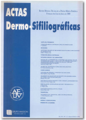 Portada de Actas Dermo-Sifiliográficas desde 1995.