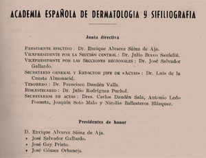 Junta Directiva de la Academia Española de Dermatología y Sifiliografía (1955–1960).