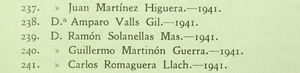 Los listados de socios de la Academia que se publicaban en separata hasta hace unos pocos años son también una interesante fuente histórica. Gracias a ellos podemos saber que la primera mujer miembro de la Academia Española de Dermatología fue Amparo Valls Gil, de Barcelona, quien se incorporó a la Academia en 1941. La abreviatura «D.a» que antecedía a su nombre rompía la apabullante y monótona repetición de las comillas del «D.» de los miembros varones de la Academia. No hay muchos más datos sobre ella. Durante cerca de 20 años fue la única mujer en la Academia.