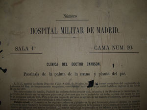 Historia encontrada de una figura del Hospital Militar de Madrid.