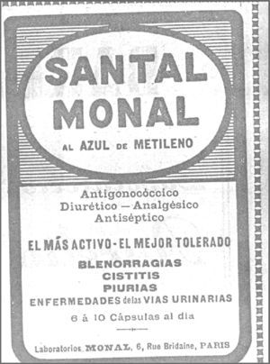 Azul de metileno «Santal Monal» como tratamiento de la gonococia.