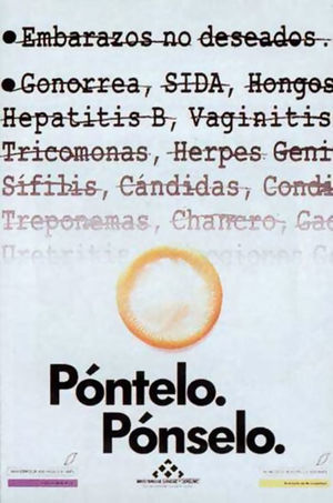 «Póntelo, pónselo». Campaña del Ministerio de Sanidad y Consumo y del Ministerio de Asuntos Sociales.