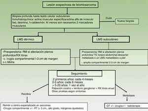 Algoritmo de manejo del leiomiosarcoma cutáneo.