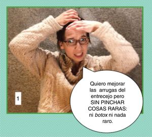 Caso clínico 1 de comunicación en estética. Esta paciente quiere eliminar arrugas del entrecejo sin pinchar nada raro. Exige paciencia. Hay pacientes que parece que piden magia. En este caso se trata de una paciente intelectual, educada pero con miedo. Tras la exploración exhaustiva de su anatomía habrá que explicarle en qué consiste la toxina botulínica y la seguridad contrastada del fármaco, así como su durabilidad limitada y la búsqueda de naturalidad en los resultados. Debemos ejecutar una función de cambio, donde la paciente que entra con dudas y miedo se vaya tranquila. Y ella solicitará cita para el tratamiento cuando tome su decisión.
