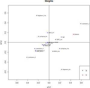 Partial least squares regression weights by solar elastosis grade. WT, wild type; Unk, unknown; location 1, head/neck; 2, upper extremity; 3, trunk; 4, lower extremity.