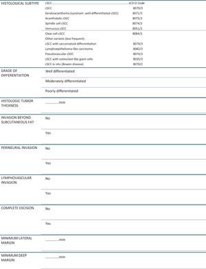 Core features included in the histopathologic report for a diagnosis of cSCC.11