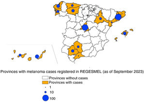 Distribution of cases by provinces.