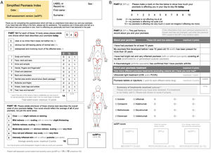 SPI version for self-assessment by the patient (saSPI). It includes the above-mentioned 3 domains. (A) Parts 1A and 1B: severity component (saSPI-s). (B) Part 2: psychosocial component (SPI-p). Part 3: history and interventions (SPI-i).