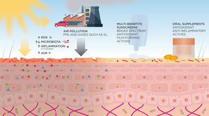 Air pollution and solar radiation effects on skin and non-pharmacologic strategies to counteract them.