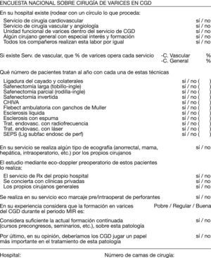 Encuesta remitida a todos los servicios de cirugía general de los hospitales públicos.
