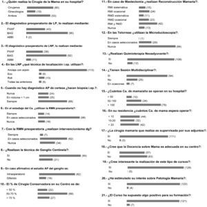 Encuesta realizada a los participantes en el “Primer Curso Multidisciplinar de Diagnóstico y Tratamiento de Patología de la Mama para Residentes”, Hospital de Getafe, abril de 2008.