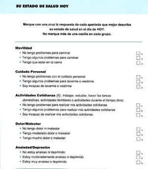 Cuestionario EuroQuol 5D.
