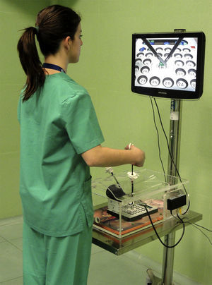 Ejercicio de coordinación mano-mano empleando el tablero de ejercicios en el simulador físico Simulap®.