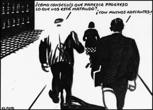 Andrés Rábago muestra en esta viñeta su lúcida prevención contra el «progreso» médico (reproducida con permiso del autor).