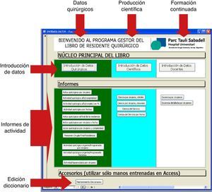 Pantalla de inicio del LIRQ. A través de esta pantalla se puede acceder al registro de datos, así como a los informes de los datos registrados.
