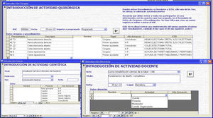 Pantallas de registro del LIRQ. A través de estas pantallas podemos registrar todas las actividades de los residentes. 1R / 2R / 3R / 4R / 5R hace referencia al residente de primer, segundo, tercer, cuarto o quinto año, respectivamente.