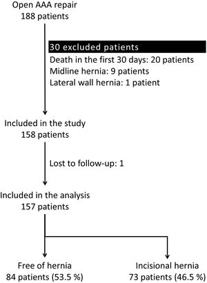 Flowchart of participants in the study. Therefore, 157 patients were analysed (Fig. 1).