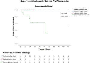 Supervivencia de pacientes con NMPI resecadas. NMPI: neoplasia mucinosa papilar intraductal.