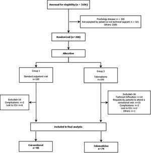 Flowchart of patients elegible and included in the randomized controlled trial.