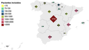 Origen geográfico de los pacientes, por comunidad autónoma.