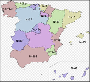 Distribución geográfica de los hospitales participantes.