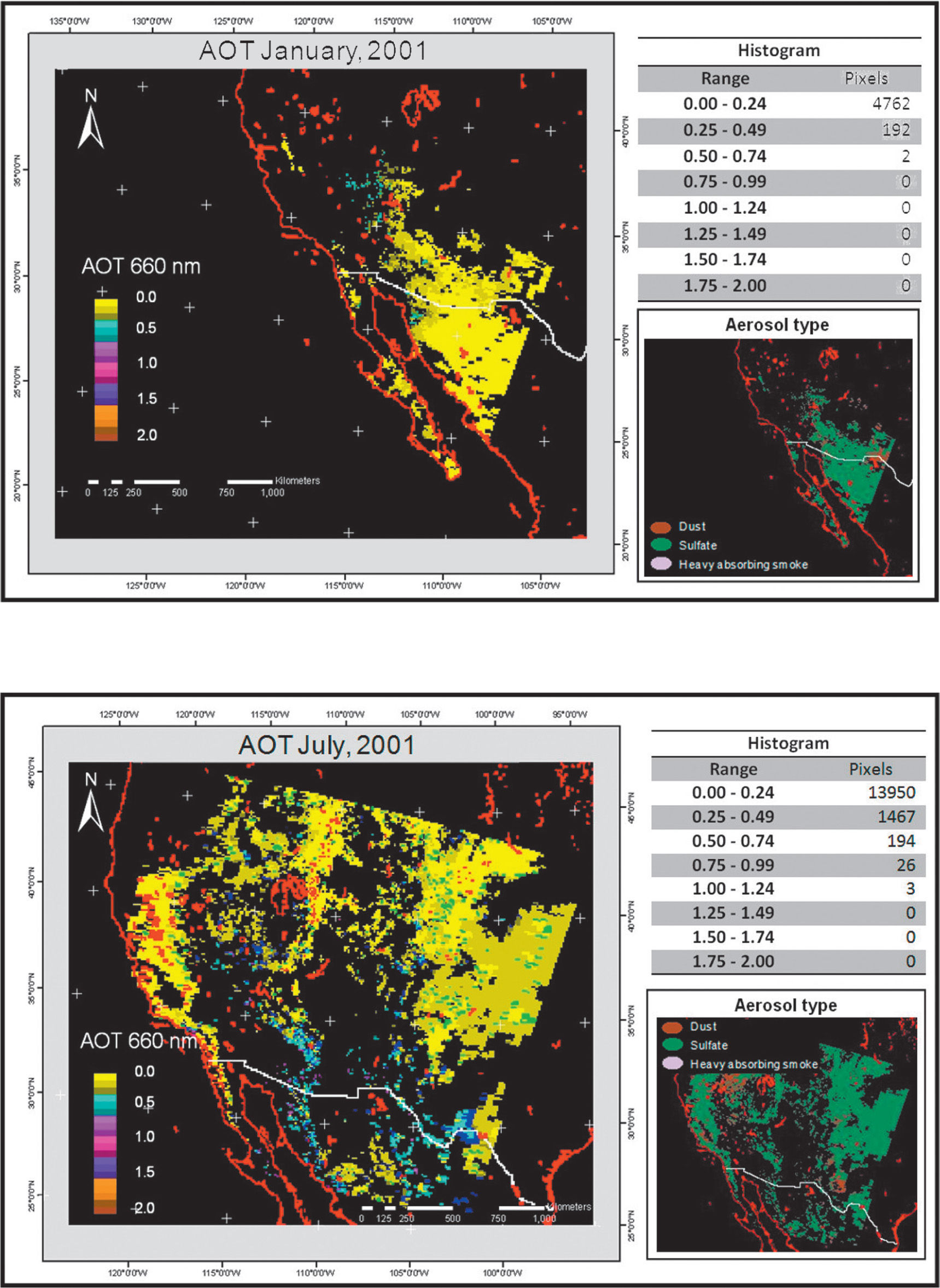 Spatial and temporal variations of atmospheric aerosol optical ...