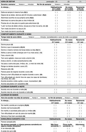 Portuguese version of the Children's Sleep Habits Questionnaire (33-item version).