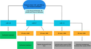 Algorithm for decision-making regarding surfactant administration.
