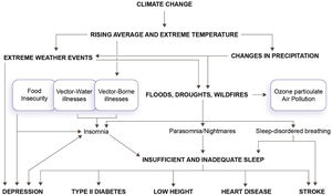Relationship between climate change and sleep disorders according to Rifkin et al.10