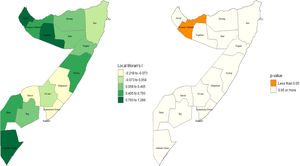 Local Moran’s I and its p-value for significance.