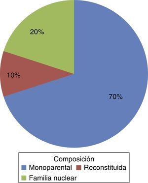 Distribución y porcentajes según composición de las familias entrevistadas.