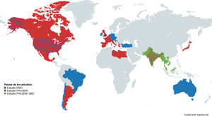 Cuadro-mapa del metaanálisis actual de datos individuales de los pacientes. ENIO: Extubation in neurocritical care patients: The ENIO international prospective study; PRoVENT: Practice in VENTilation in critically ill patients without ARDS; PRoVENT-iMiC: Practice of VENTilation in critically ill patients in Middle-income Countries.