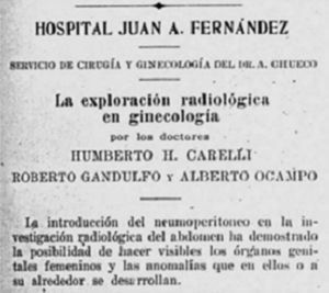“La exploración radiológica en ginecología” de Carelli, Gandulfo y Ocampo (1924).