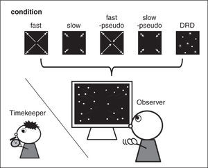Schematic diagram of the experimental situation and each stimulus condition in Experiment 1.