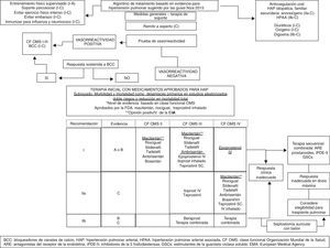 Algoritmo de tratamiento para el manejo de la hipertensión pulmonar. Adaptado y modificado de: Galie et al.2