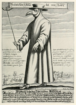 Paul Fürst, Der Doctor Schnabel von Rom. 1656. Copper engraving of “The Plague Doctor”, in Rome. Image taken from Wikipedia, The plague doctor. Public domain image.