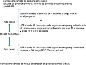 Protocolo de anticoagulación basado en el riesgo de trombosis valvular.