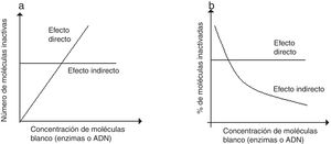 Prueba para distinguir los efectos directos e indirectos en enzimas o ADN.