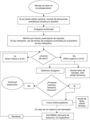 Fujograma para el manejo del dolor después de la amputación.
