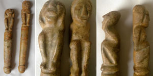 Diferentes tomas de 2 desvirgadores en mármol, pertenecientes a la cultura del altiplano nariñense.