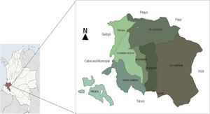 Mapa del resguardo indígena misak de Guambia. Fuente: Archivo del Cabildo indígena de Guambia.