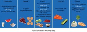 Example of diet for a patient with folate deficiency anaemia.