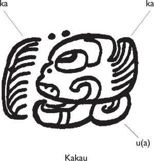 Glifo maya sobre cerámica del periodo Clásico, para la designación de kakau (fotografía: Justin Kerr, en archivo fotográfico digital “A precolumbian portfolio”).