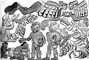 Los héroes gemelos del Popol Vuh (acuarela: Diego Rivera).