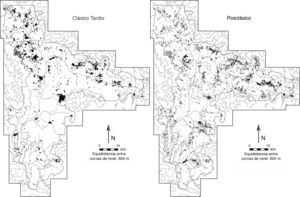 Patrones de asentamiento en el valle de Oaxaca en el Clásico tardío y el Posclásico.