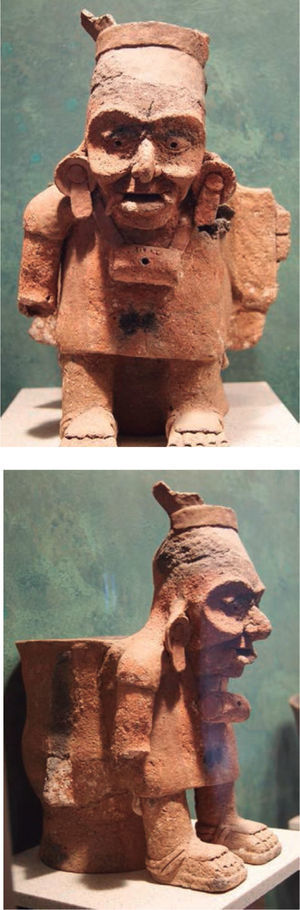 Censer of the Chen Mul Type, deity with necklace with a beehive. Maya Room at National Museum of Anthropology in México City. Photograph by Laura Elena Sotelo Santos.