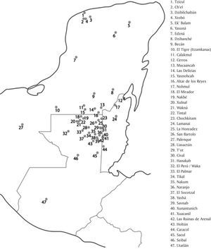 Spatial distribution of sites featuring Triadic Groups.