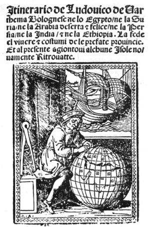 Portada del Itinerario de Ludovico de Varthema en la edición de Zorzi di Rusconi, impresa en Venecia en 1522.